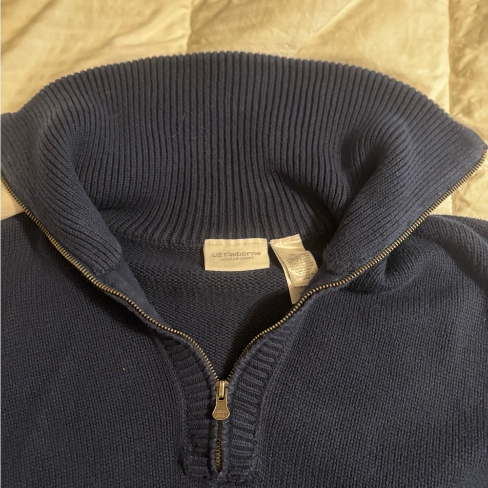 Liz Claiborne Men's Dark Blue Zip-Up Sweater